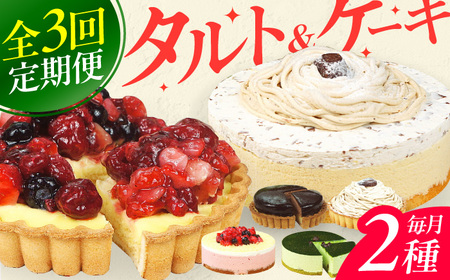 【3回定期便】6種のケーキ・タルト スイーツ定期便 / ケーキ スイーツ すいーつ けーき ケーキ お菓子 デザート でざーと おかし ケーキ[AFAK033]
