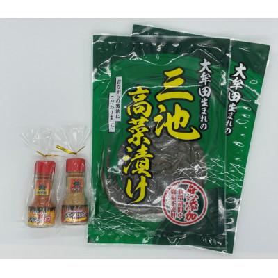 ふるさと納税 大牟田市 大牟田生まれの三池高菜漬け(2袋)と大蛇のなみだと大蛇の火吹
