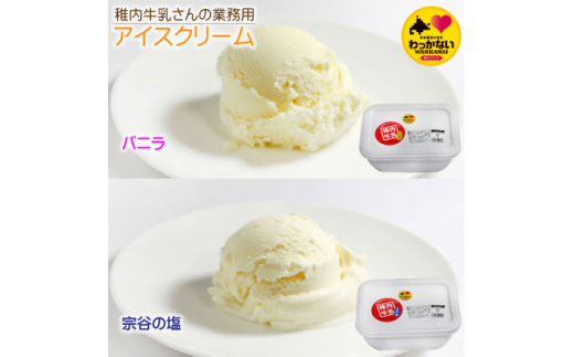 ＜ 業務用 ＞ 稚内牛乳 アイスクリーム 2L×2個 ( バニラ & 宗谷の塩 ) と珍味ホッケ燻製【1308064】