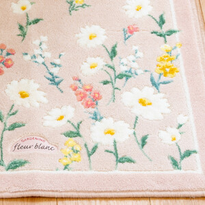 フルールブラン ロングトイレマット 約75×63cm ピンク 北欧 おしゃれ かわいい 洗える 花柄 マーガレット 大判 トイレ マット