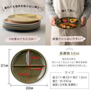【美濃焼】 ランチプレート titto 丸 オリーブ 2枚セット 瑞浪市 / JS企画 / 小田陶器 食器 プレート 仕切り皿 おしゃれ [AZAZ014]