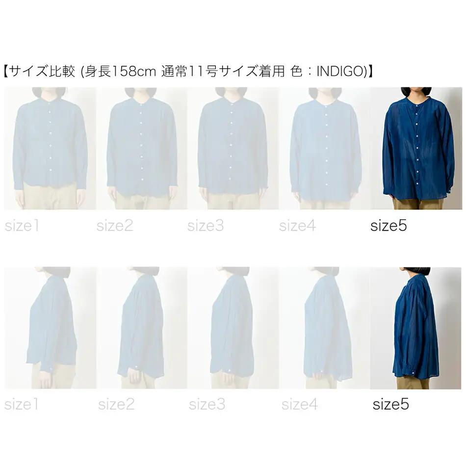 手染めシルクコットン切替シャツ サイズ5 LIGHT GRAY（薄墨染）　AO044