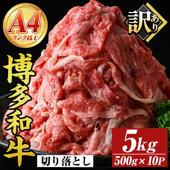 【ふるさと納税】＜訳アリ＞【A4〜A5】博多和牛切り落とし(計5kg・500g×10P)国産 九州産 福岡県産 牛肉 和牛 黒毛和牛 お肉【MEAT PLUS】
