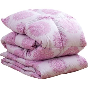 2枚合わせ　羽毛掛け布団 シングル　カレイド（ピンク）_2枚合わせ 羽毛布団 合い掛け 肌掛け ダウンケット セット シングル 中厚 カレイド 洗える 150 × 210cm 軽い 掛け心地 春 夏 