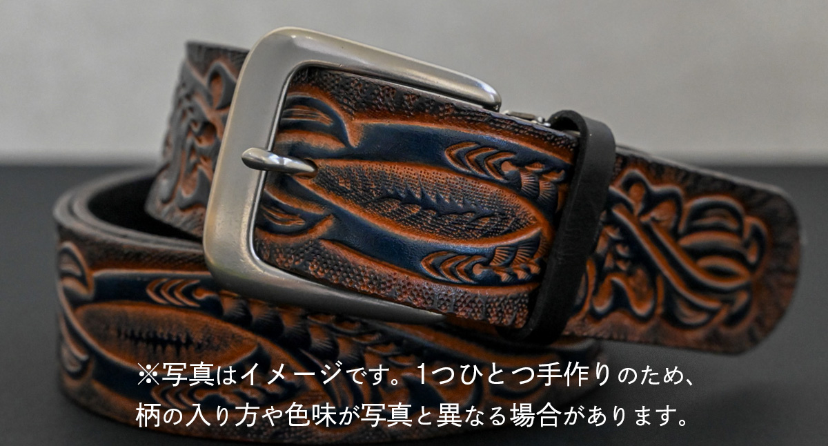 【 数量限定 】 牛革ベルト （紺かすれ染め） 【太さ40mm、厚さ3.7mm、長さ110cm】 牛革 牛 革 皮 ベルト 手作り ハンドメイド [BE044ya-M] 紺色かすれ染め(40mm) M