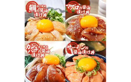 訳あり 海鮮漬け丼 4種×4袋セット 1袋60g 真鯛 タイ サーモン マグロ まぐろ カンパチ 詰め合わせ お茶漬け 醤油 漬け 食べ比べ おつまみ 惣菜 鯛茶漬け【企業組合　宇佐もん工房】 [BQ