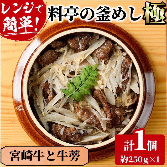 【ふるさと納税】料亭の釜めし・極＜宮崎牛と牛蒡＞(約250g×1)釜飯 料亭 惣菜 時短 お取り寄せ グルメ 冷凍 レンジアップ【TW-4】【魚甚閣 常若】