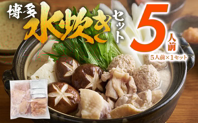 
            博多 水炊きセット 5人前（5人前×1セット）鍋 もも肉 つみれ 手羽元 鶏肉 モモ肉 鶏もも肉 年末 冬 お土産 美味しい 豪華 贅沢 福岡県 福岡 九州 グルメ お取り寄せ 博多 鍋セット 肉 国産 大容量 冷凍 贈呈 ギフト スープ 水炊き スープ付き ご当地 博多名物 mizutaki コラーゲン 惣菜 ご飯のお供 簡単調理 手軽 時短 おかず 水たき 食品 本場 みずたき 鶏肉 とりにく
          