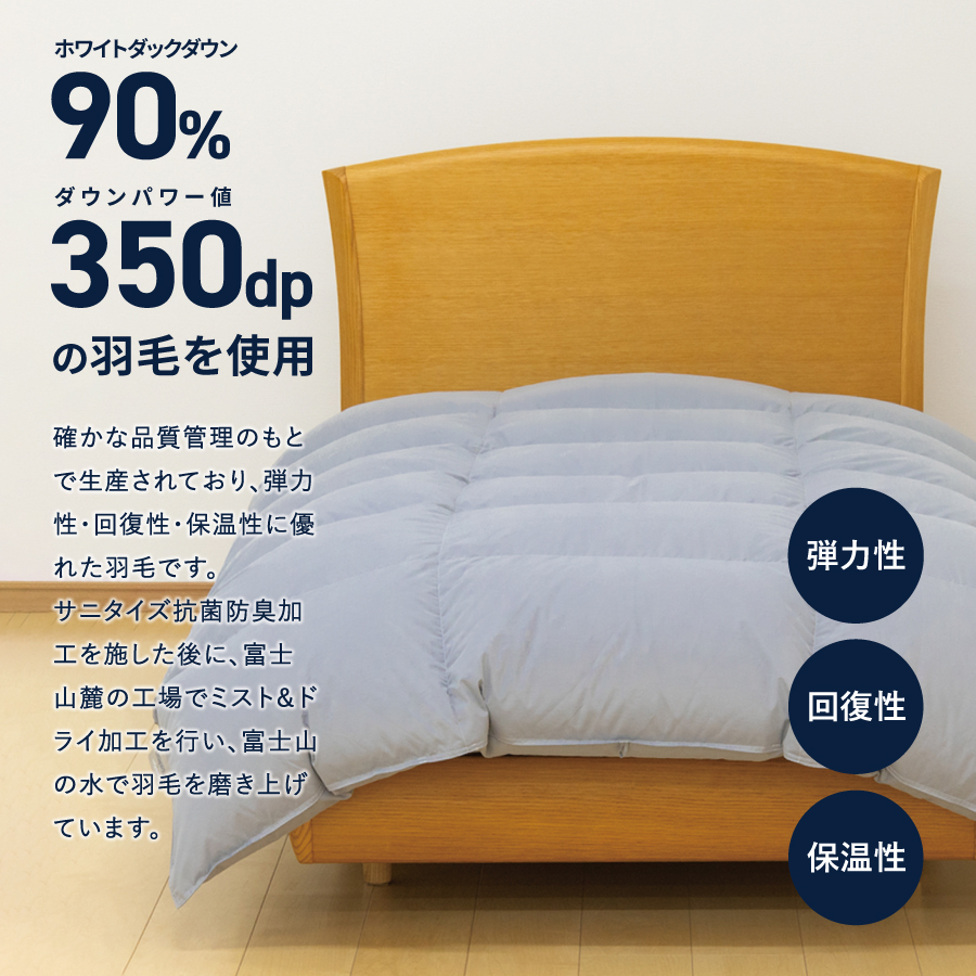 ちょうどいい中厚タイプの羽毛布団ライトグレー　シングル　羽毛量0.8kg