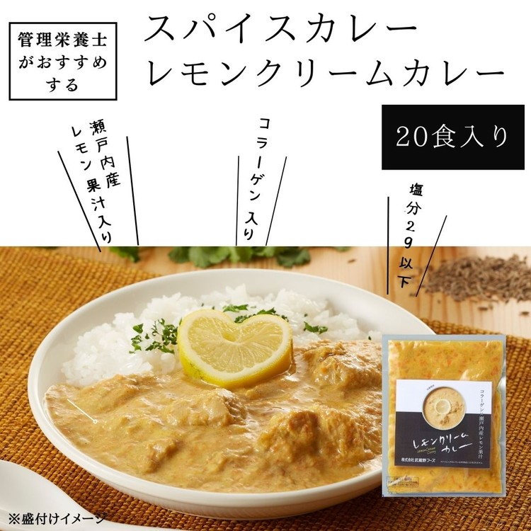 管理栄養士がおすすめするスパイスカレー レモンクリームカレー 20食入り　※離島への配送不可