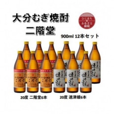 大分むぎ焼酎　二階堂6本と速津媛6本20度(900ml)12本セット