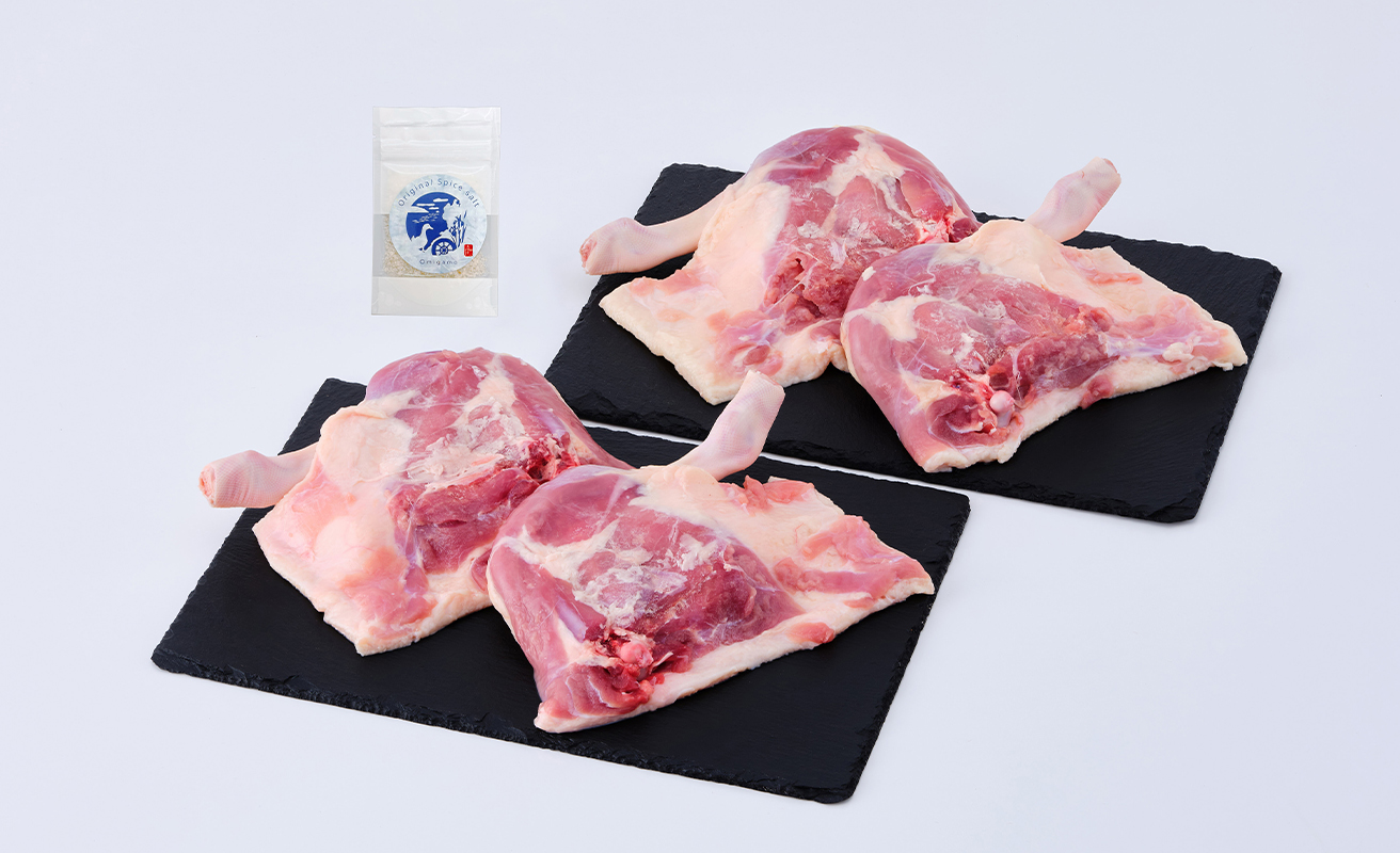 【A-246】株式会社グッドワン　近江鴨 骨付もも肉４本セット・近江鴨オリジナルスパイス塩付き【高島屋選定品】