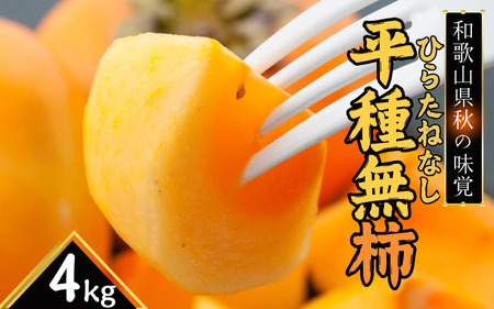  【先行予約】和歌山秋の味覚　平核無柿（ひらたねなしがき）約4kg　化粧箱入　※2026年10月上旬頃〜2026年11月上旬頃順次発送（お届け日指定不可）/柿 果物 フルーツ くだもの 先行予約【uo