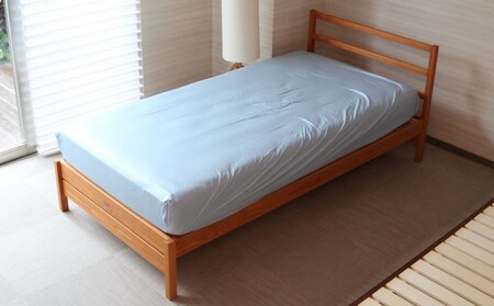 綿サテン　フィットシーツ　ダブルサイズ　【グレー】