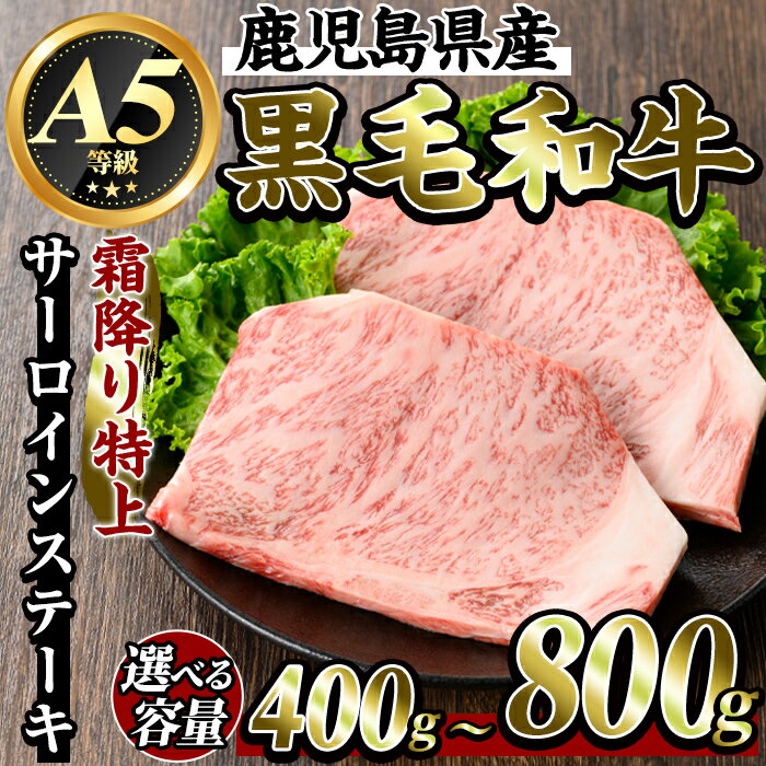 【ふるさと納税】＜選べる容量＞鹿児島県産黒毛和牛＜A5等級＞霜降り特上サーロインステーキ(計400g〜800g) 牛肉 ステーキ ステーキ肉 国産 鹿児島県産 黒毛和牛 肉 精肉 牛【ビーフ倉薗】
