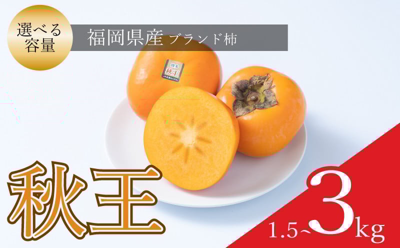 
            ［2026年10月中旬から11月末発送 先行予約］福岡限定!ブランド柿《秋王(あきおう)》約1.5kg(4~6玉) 約3kg(8-12玉)福岡県 川崎町 柿 かき カキ kaki 秋王 あきおう アキオウ フルーツ 果物 くだもの
          