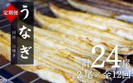 【12カ月定期便】国産うなぎ白焼（2本）×12回 特製醤油・わさび付 / 定期便 毎月お届け 和歌山 田辺市 国産 国産うなぎ 国産鰻 うなぎ 鰻 鰻丼 うな丼 土用の丑の日 【ots029-tk】