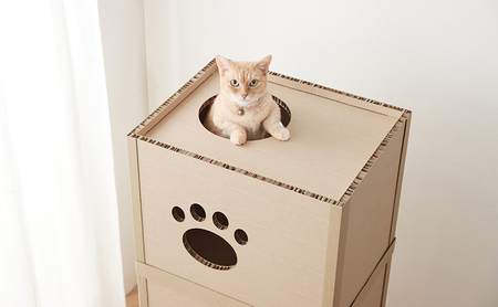 キャットタワー 低め 段ボール ねこねこタワー 3段 P-NT3