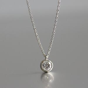 プラチナ900【ラボグロウンダイヤモンドネックレス】0.2ct 人気のミルグレインデザイン 長さ40cm LAB-PT900-003 ネックレス