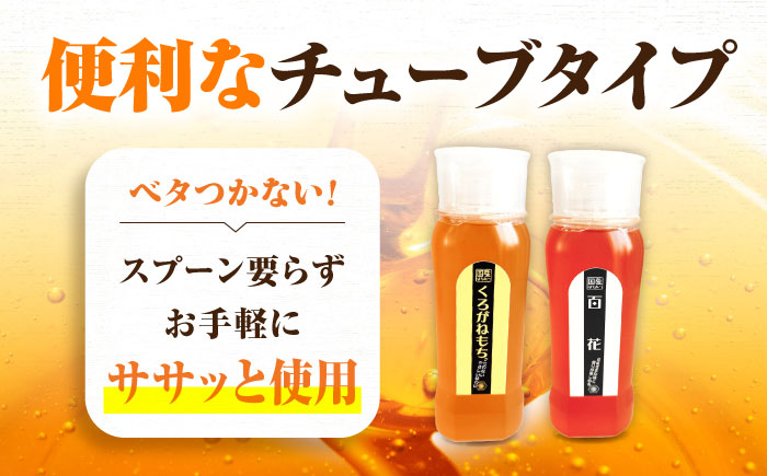 手軽に簡単チューブはちみつ（百花・くろがねもち）各500g 計2本セット 蜂蜜 ハチミツ お取り寄せ グルメ 三次市/重森養蜂場 [APBO005]