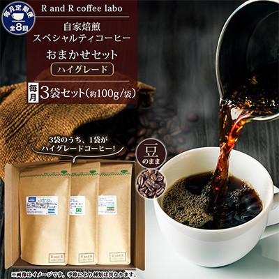 ふるさと納税 諫早市 【毎月定期便】自家焙煎スペシャルティコーヒーおまかせセット ハイグレード(豆のまま)全8回