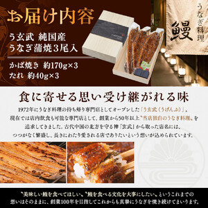 う玄武「純国産うなぎ蒲焼」３尾入