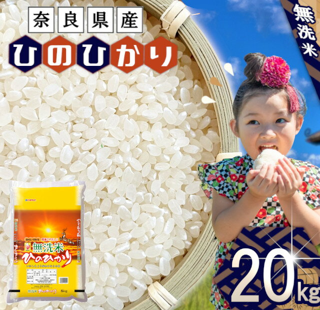 【ふるさと納税】無洗米 奈良県産 ヒノヒカリ 20kg （5kg×4） ／ 4袋 おにぎり ご飯 ごはん 家庭用 全農パールライス 米 お米 白米 国産 奈良県 田原本町