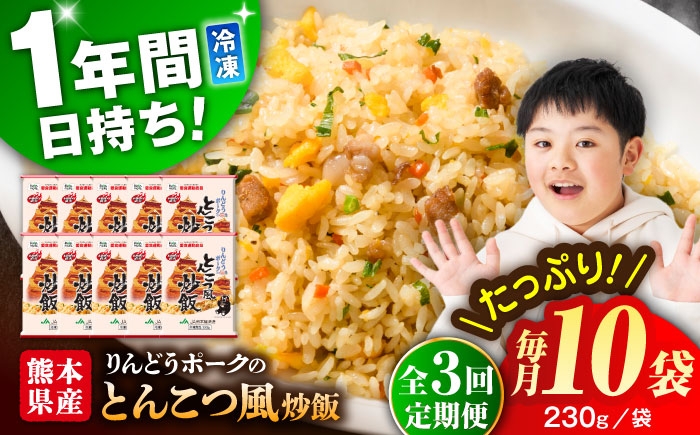 
            【全3回定期便】熊本県産 こだわり炒飯 りんどうポークのとんこつ風 炒飯 計2.3kg (230g×10)【ユーユーフーズ株式会社】 [BHCS031]
          