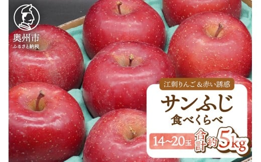 江刺りんご「サンふじ」＆赤い誘惑「サンふじ」 食べ比べセット 約5kg 12月下旬～1月上旬頃順次発送 江刺 赤い誘惑 フルーツ 果物 林檎 常温配送 期間限定 数量限定 [AQ098]