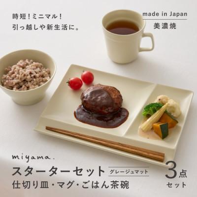 ふるさと納税 瑞浪市 【美濃焼】miyama.の食器　スターターセット　グレージュマット