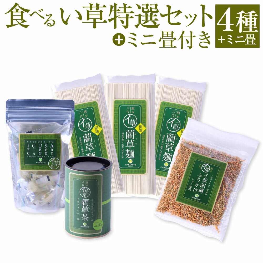 【ふるさと納税】熊本県 食べるい草特選セット＋ミニ畳付き 4種 おまけ付き 詰め合わせ いぐさ イグサ 藺草 そうめん フリカケ ふりかけ 飴 茶 お茶 たたみ お取り寄せ 常温保存可能 国産 九州 熊本県 送料無料