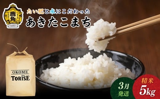 【2026年3月発送】令和7年産「 あきたこまち 」5kg【トライズ】米 精米 白米 単一原料米 国産米 ブランド米 数量限定 白米 もっちり 県産米 お米 こめ コメ 秋田県 あきた 鹿角市 鹿角 送料無料