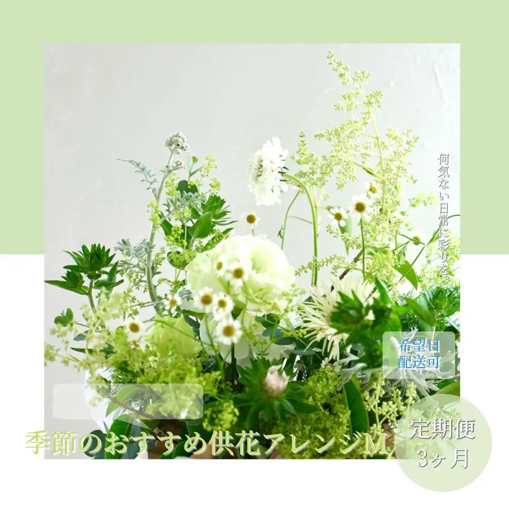 《3ヵ月定期便》生花アレンジ 供花M 