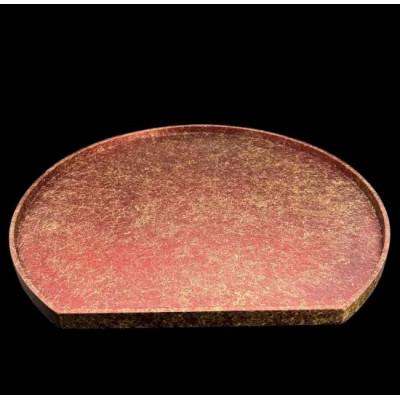 ふるさと納税 海南市 木製 半月トレイ　乱糸 (マット仕上げ) 　赤溜 |  | 02