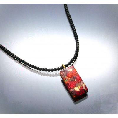 ふるさと納税 和泉市 ベネチアンガラス使いのブラックオニキスネックレス〈情熱〉