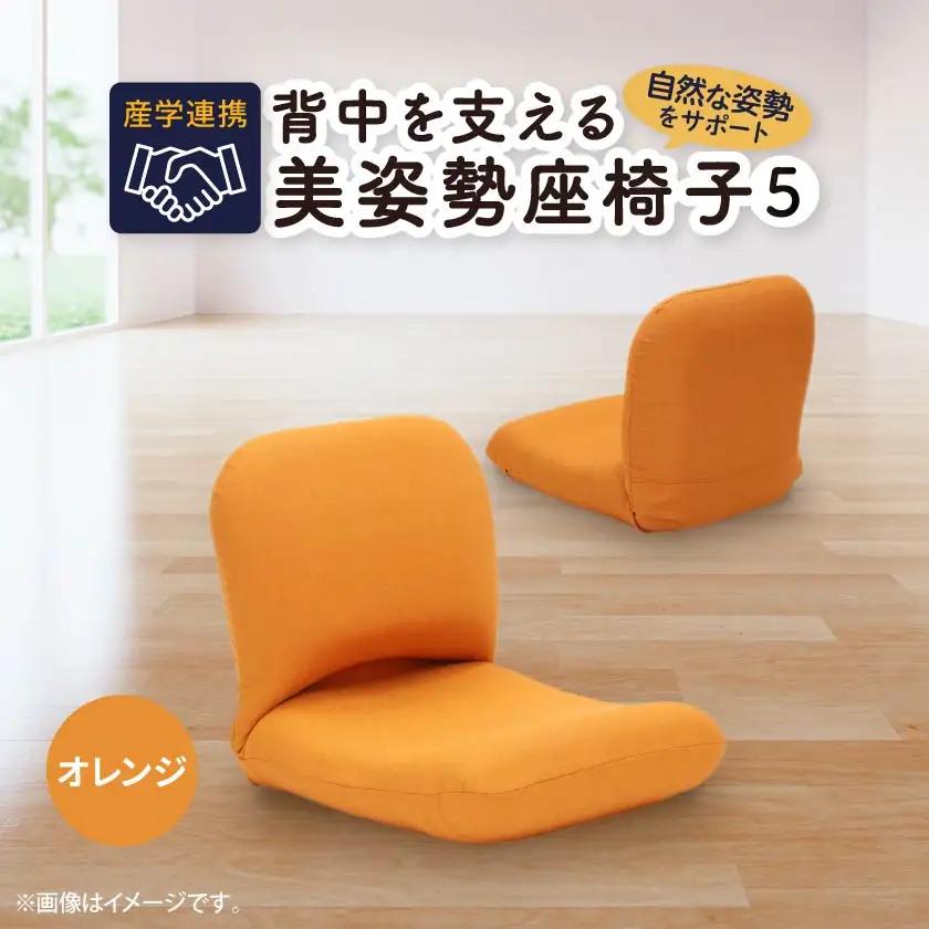 産学連携　背中を支える美姿勢座椅子5　オレンジ_雑貨・日用品 椅子・チェア・ソファ 家具・インテリア _【1201651】