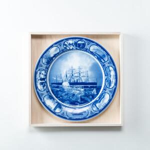 タカラダオリジナル・横浜Before&Now27cm絵皿（木箱入り、皿立付） ALW0006