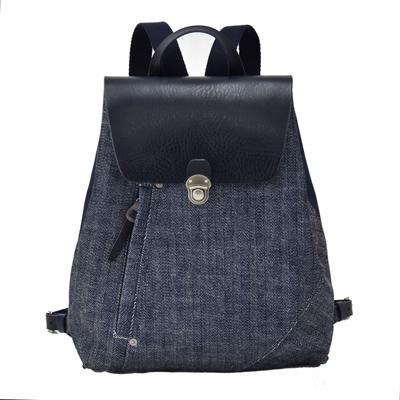 ふるさと納税 豊岡市 豊岡鞄　井原デニム×TOYOOKAKABAN　ヘリンボーンリュック　ネイビー