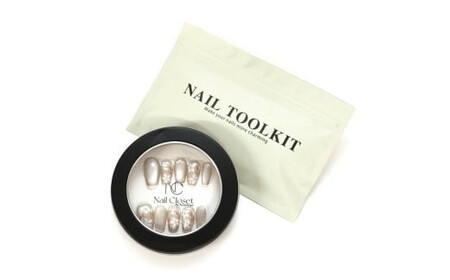 ネイルチップ　ロング【金木淡花】Mサイズ　Antellijan大宮ネイルサロンのハンドメイド　L5-M【11100-2172】