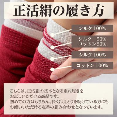 ふるさと納税 羽島市 正活絹 冷えとり靴下 基本シルク・コットン4組セットE(Mサイズ) |  | 01