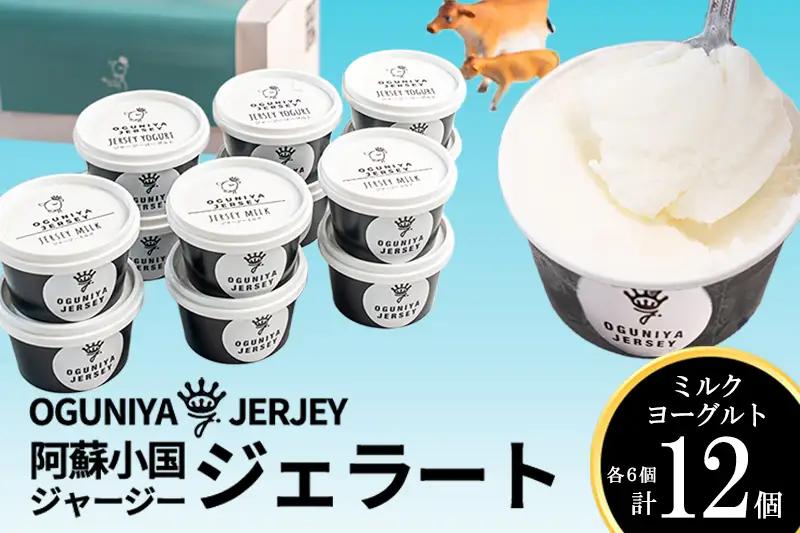 【OGUNIYA JERJEY】阿蘇小国ジャージージェラート ミルク ヨーグルト 各6個 計12個 ゴールデンミルク 牧場しぼり 山吹色のジャージー牛乳使用 お取り寄せ ご褒美 簡易のし 贈答 ギフト 記念日 ご自宅用 チルド 冷凍配送