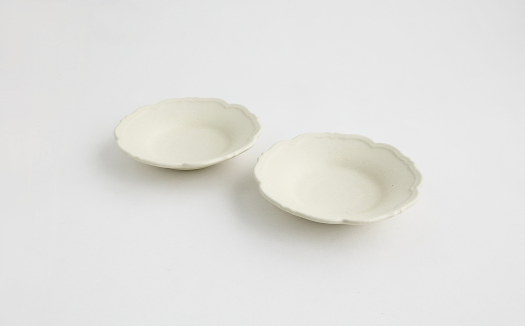 
                  【Awabi ware】輪花皿S ペアセット（アイボリー×２） 《決済から3ヶ月前後で発送》
                