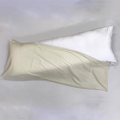 ふるさと納税 泉大津市 ダブルサイズ　ストレート枕+枕カバー　アイボリー2枚付