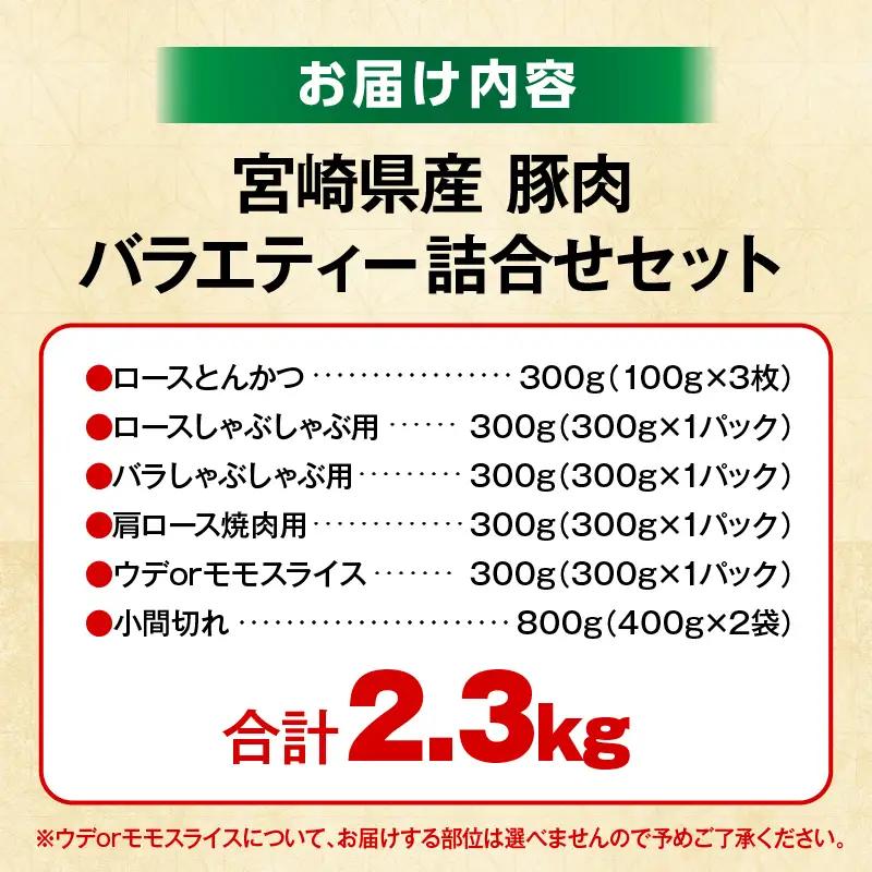 豚肉バラエティー詰合せセット【2.3kg】豚肉 豚肉詰め合わせ セット 小間切れ ウデ モモ スライス ロース バラ 肩ロース とんかつ 冷しゃぶ 豚汁 生姜焼き 国産 プレゼント 贈答 贈り物 ギフ