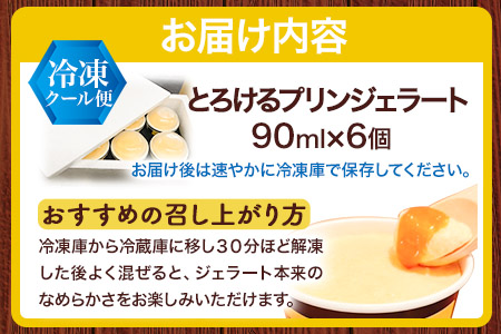 とろけるプリンジェラート 90ml×6個 グローバルアリーナ 《45日以内に順次出荷(土日祝除く)》 福岡県 鞍手郡 鞍手町 プリン ジェラート GA倶楽部 デザート 味宝卵 お菓子 スイーツ 冷凍