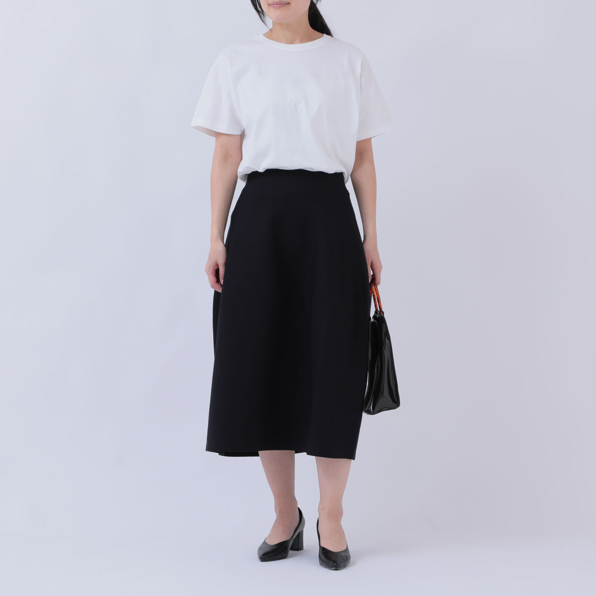 【ふるさと納税】Aラインスカート ブラック or ベージュ or 濃紺 / S~M or L~LL（F-02）