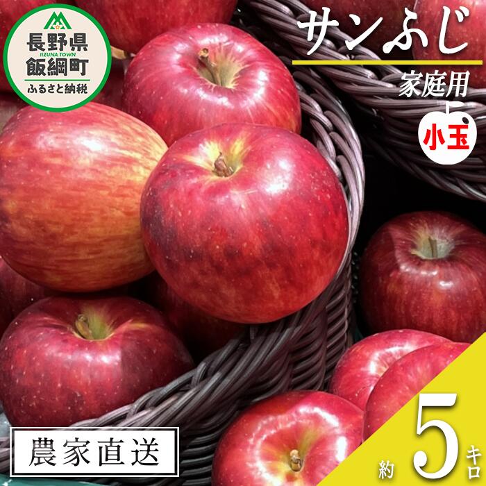 【ふるさと納税】 りんご サンふじ ( 小玉 ) 家庭用 5kg ファームたんぽぽ 沖縄県への配送不可 令和7年度収穫分 長野県 飯綱町 〔 信州 果物 フルーツ リンゴ 林檎 長野 11000円 予約 農家直送 〕発送時期：2025年12月上旬〜2025年12月下旬{**}