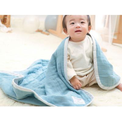 ふるさと納税 泉大津市 8重ガーゼケット (アッシュグリーン×ストライプ) ベビーサイズ　