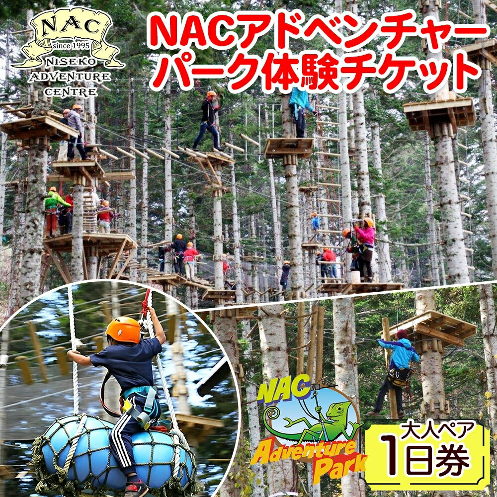 【ふるさと納税】 北海道 NAC アドベンチャー パーク 大人 1日券 2枚 アウトドア アクティビティ アトラクション 冒険 ジップライン ペア 体験チケット バンジージャンプ 子供 大人 夏季 冬季 観光 ひらふ ニセコ 野外 遊び 体験 野遊び アドベンチャーセンター 倶知安町