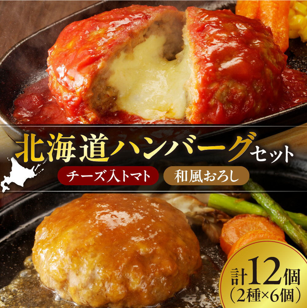 【ふるさと納税】 ＼人気上昇中★↑↑／ 北海道ハンバーグ 2種 セット チーズインハンバーグ チーズ 和風 トマトソース 簡単調理 小分け 計12個 温めるだけ おかず 国産 北海道産 豚肉 牛肉 詰め合わせ チーズハンバーグ 北海道 札幌市